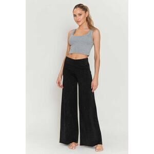 Chatoyant Mineral Washed Wide Leg Stretch Pants Black Small